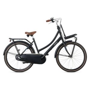 Popal | Meisjes Kinderfiets Daily Dutch Basic+, 26 Inch, 45,5 cm, 3V, Terugtraprem, Matzwart