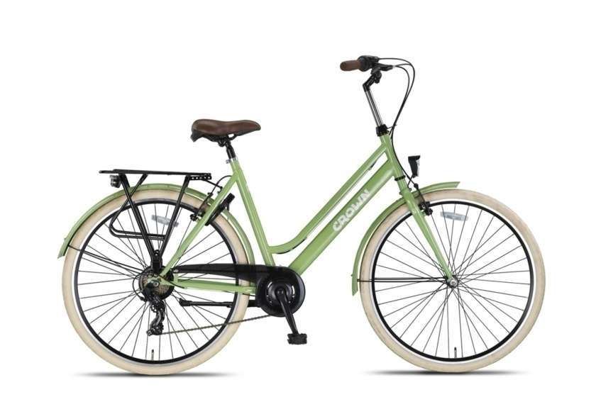 Crown | Dames Stadsfiets New York 28 Inch 53 cm 7V V-Brakes Groen