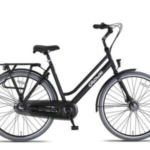 Crown | Dames Stadsfiets New York Plus 28 Inch 53 cm 3V Rollerbrake Matzwart