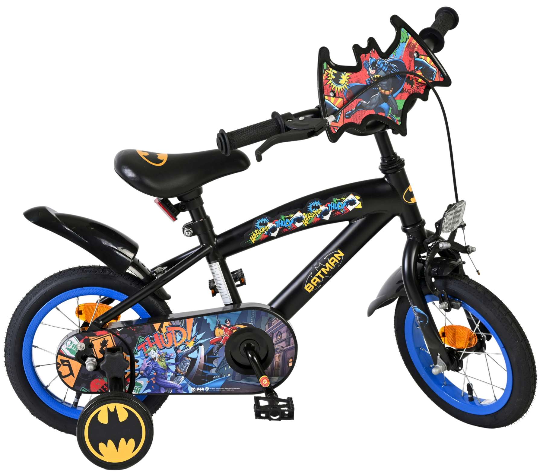 Warner Bros | Jongens Kinderfiets Batman, 12 inch, Reflectoren, Zwart - Afbeelding 10
