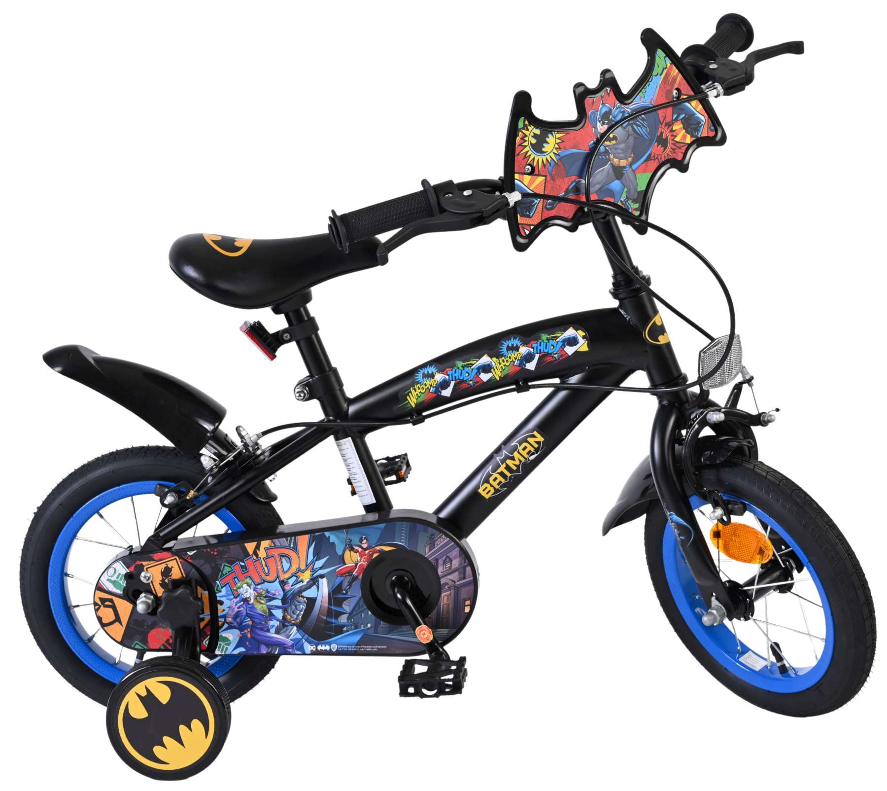 Warner Bros | Jongens Kinderfiets Batman, 12 inch, Zwart, Twee handremmen - Afbeelding 10