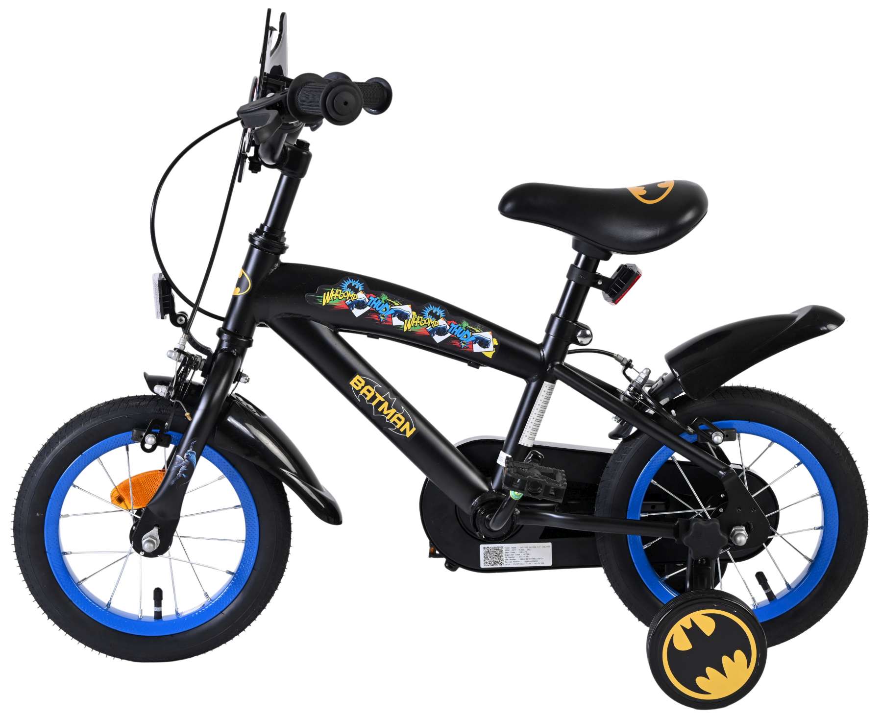 Warner Bros | Jongens Kinderfiets Batman, 12 inch, Zwart, Twee handremmen - Afbeelding 7
