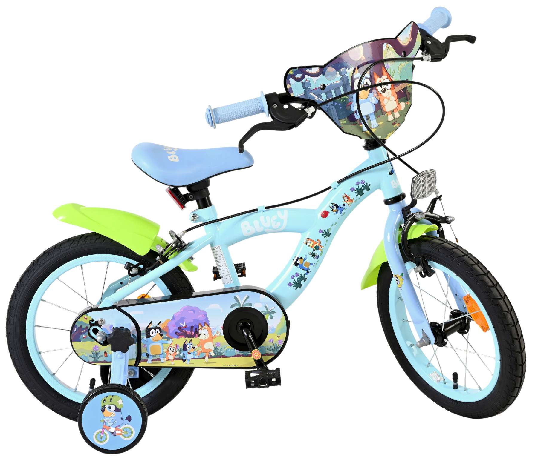 BBC Studios | Jongens Kinderfiets Bluey, 14 inch, Lichtblauw, Twee handremmen - Afbeelding 10