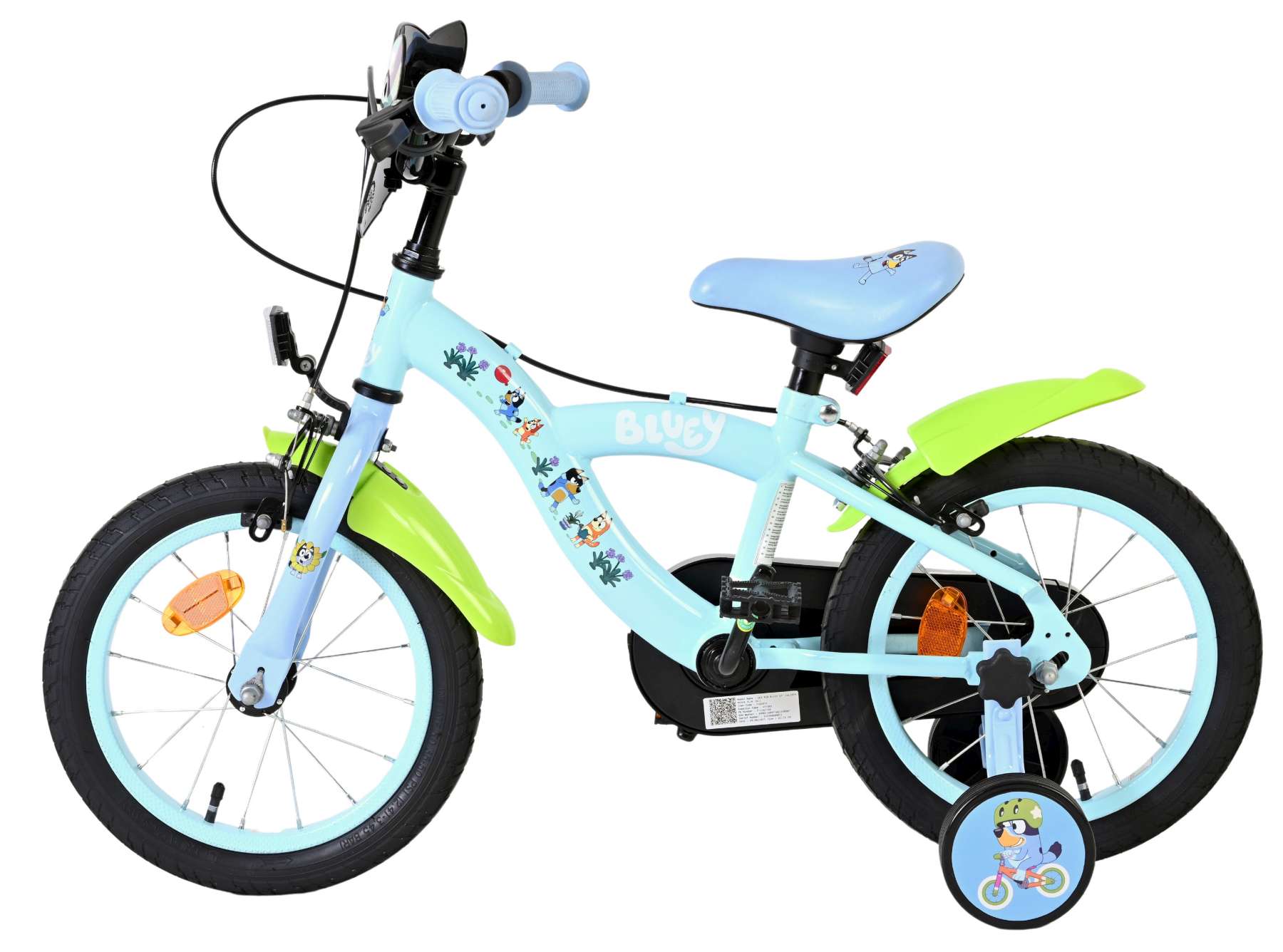 BBC Studios | Jongens Kinderfiets Bluey, 14 inch, Lichtblauw, Twee handremmen - Afbeelding 7