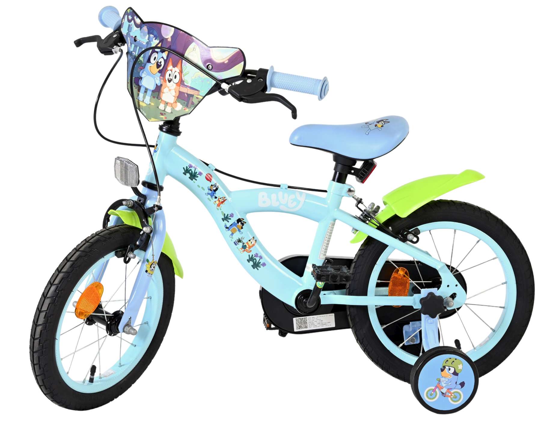 BBC Studios | Jongens Kinderfiets Bluey, 14 inch, Lichtblauw, Twee handremmen - Afbeelding 8