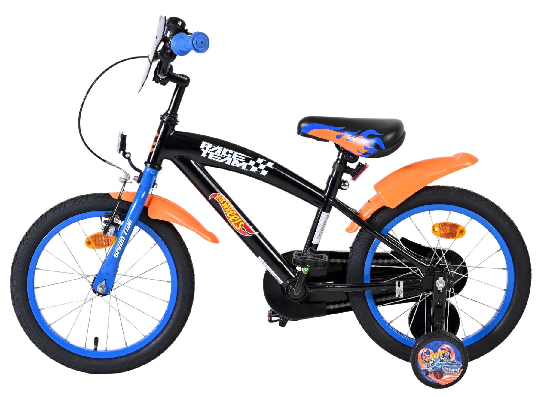 Mattel | Jongens Kinderfiets HotWheels, 16 inch, Zwart Oranje Blauw - Afbeelding 8