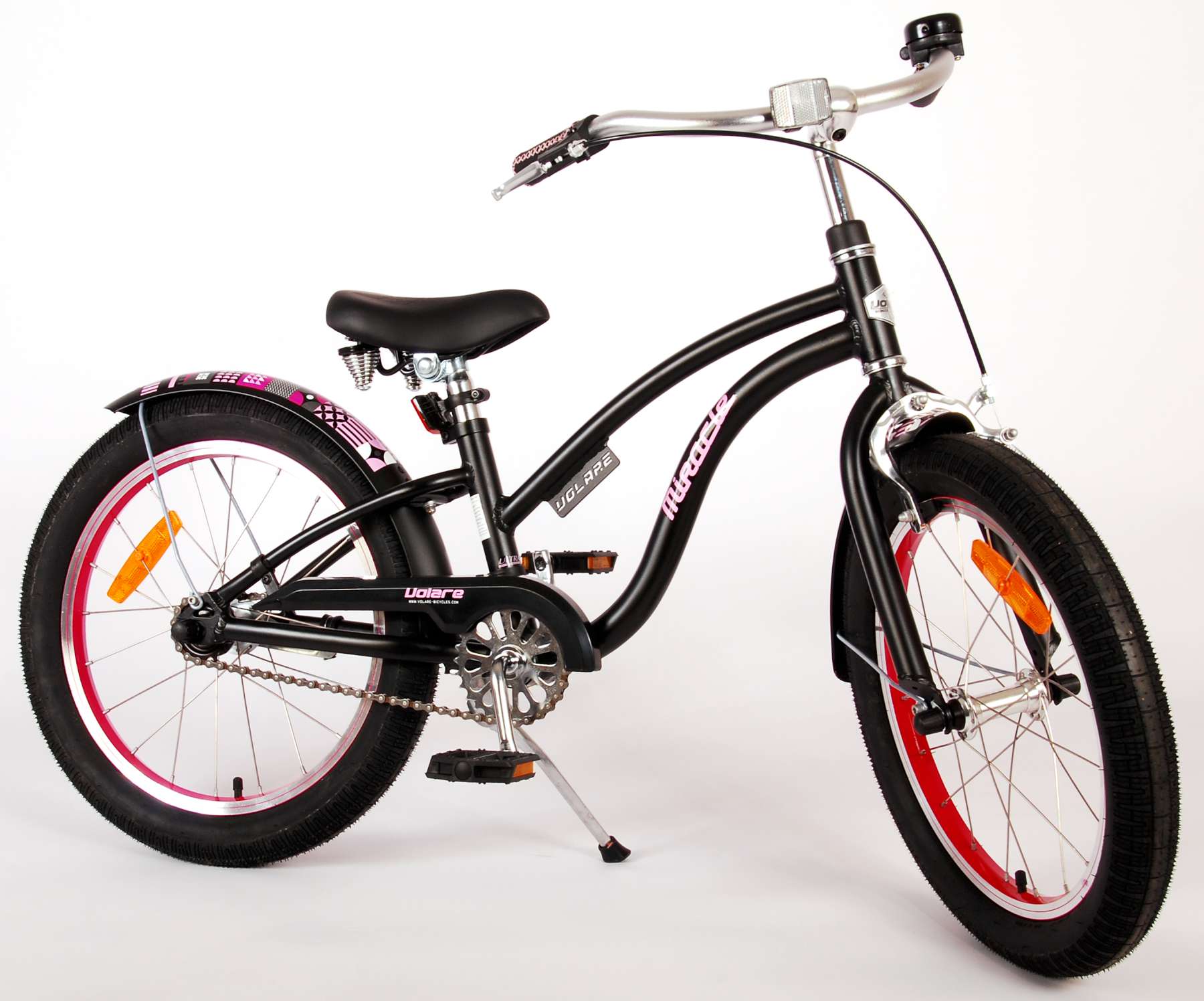 Volare | Meisjes Kinderfiets Miracle Cruiser, 18 inch, Mat Zwart, Prime Collection - Afbeelding 3