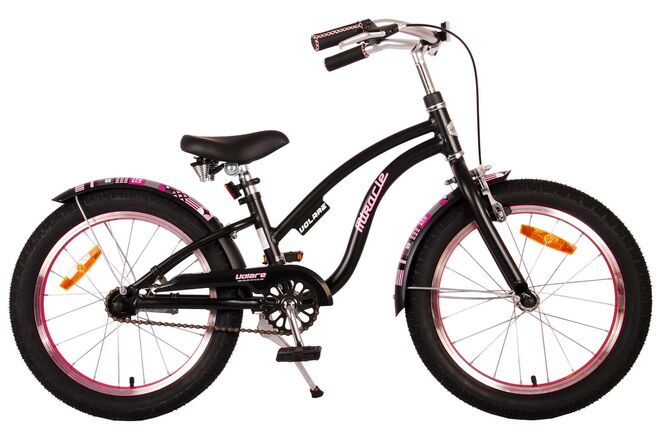 Volare | Meisjes Kinderfiets Miracle Cruiser, 18 inch, Mat Zwart, Prime Collection