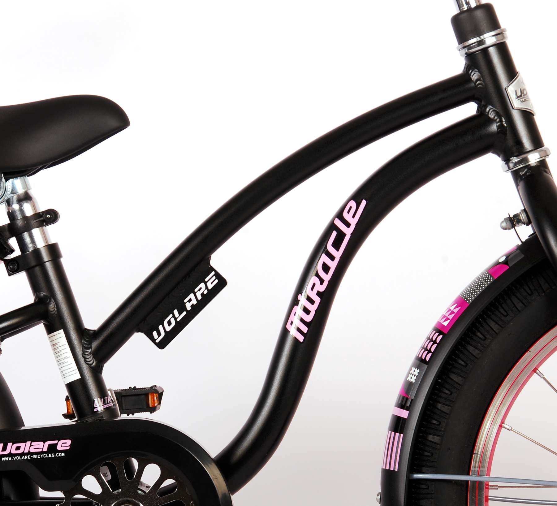 Volare | Meisjes Kinderfiets Miracle Cruiser, 18 inch, Mat Zwart, Prime Collection - Afbeelding 6