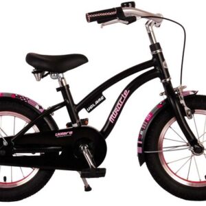 Volare | Meisjes Kinderfiets Miracle, 14 inch, Mat Zwart, Prime Collection