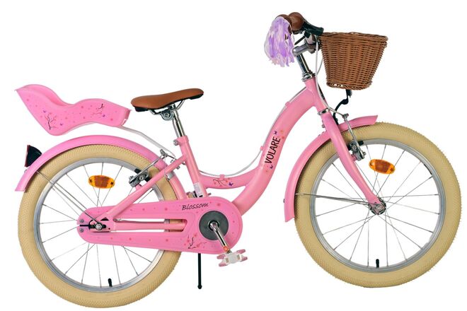 Volare | Meisjes Kinderfiets Blossom, 18 inch, Roze, Twee handremmen