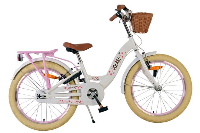 Volare | Meisjes Kinderfiets Blossom, 20 inch, Wit, Twee handremmen