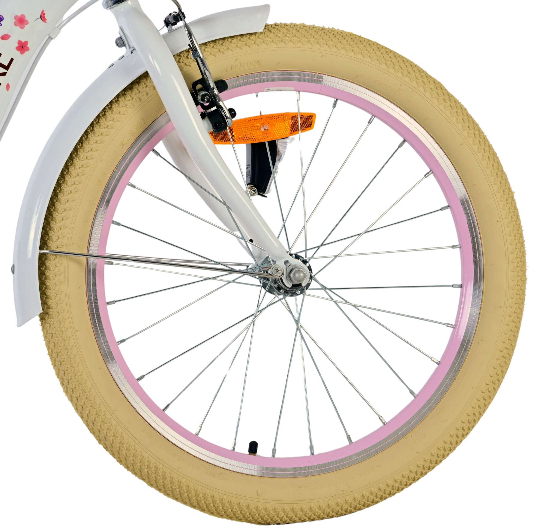 Volare | Meisjes Kinderfiets Blossom, 20 inch, Wit, Twee handremmen - Afbeelding 3