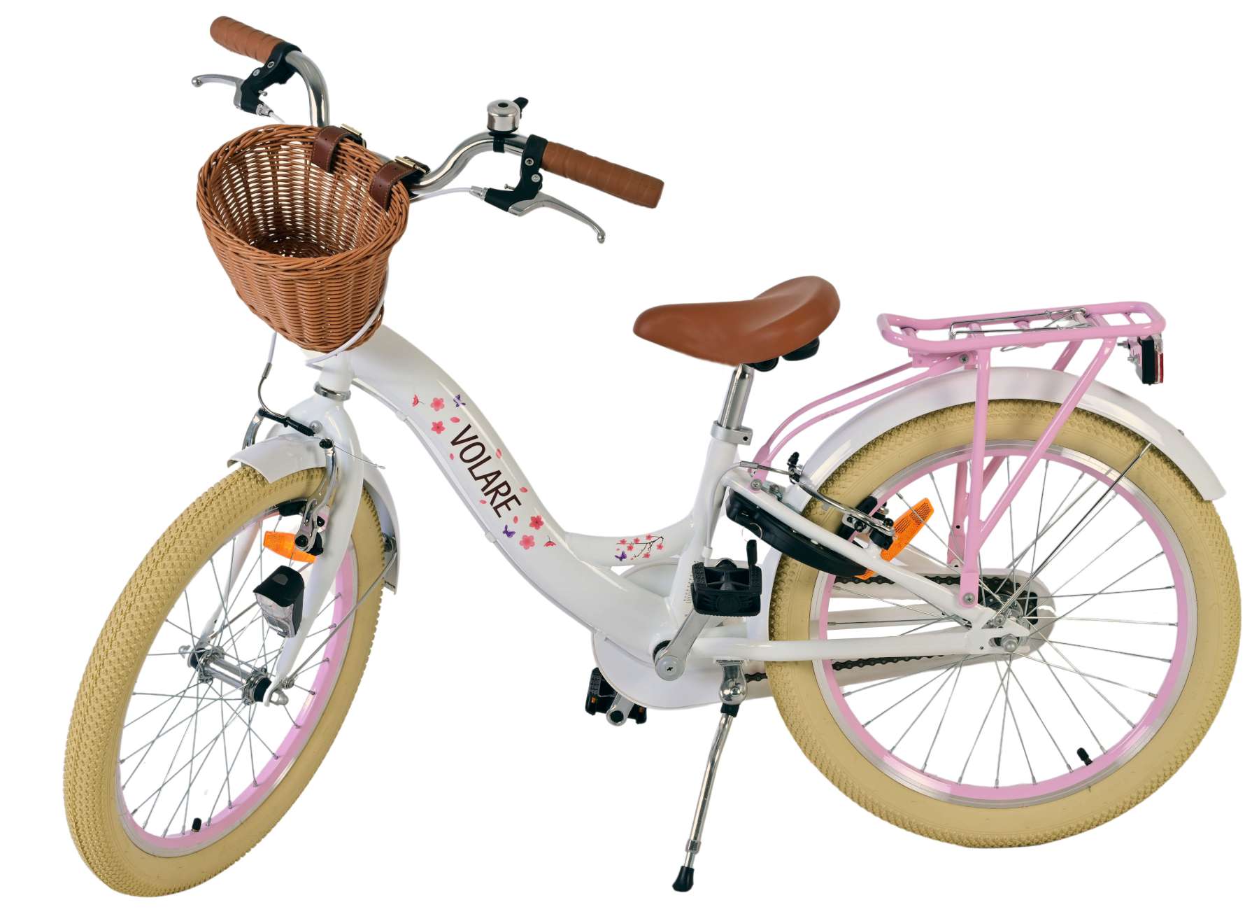 Volare | Meisjes Kinderfiets Blossom, 20 inch, Wit, Twee handremmen - Afbeelding 8