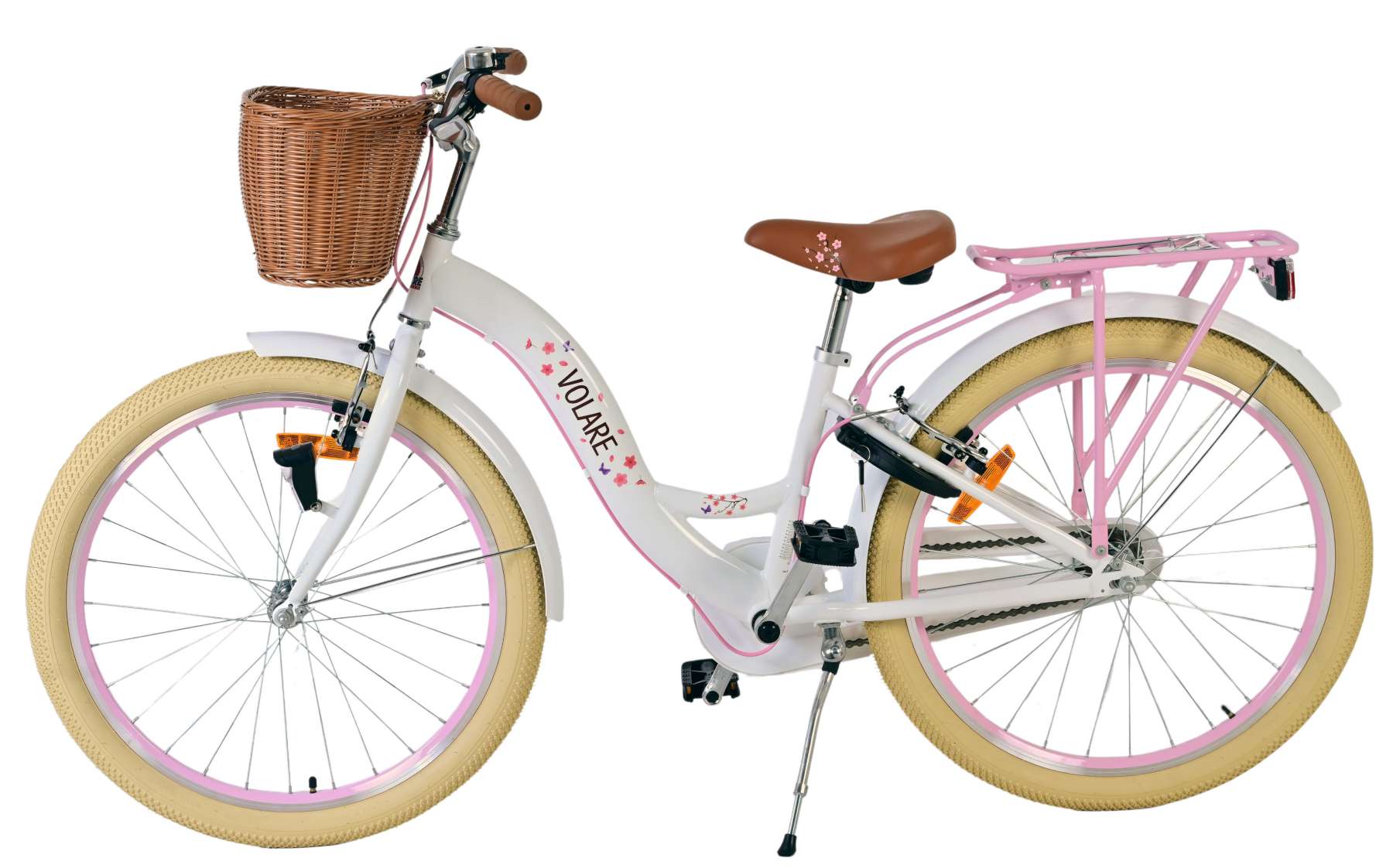 Volare | Meisjes Kinderfiets Blossom, 24 inch, Wit, Twee handremmen - Afbeelding 7