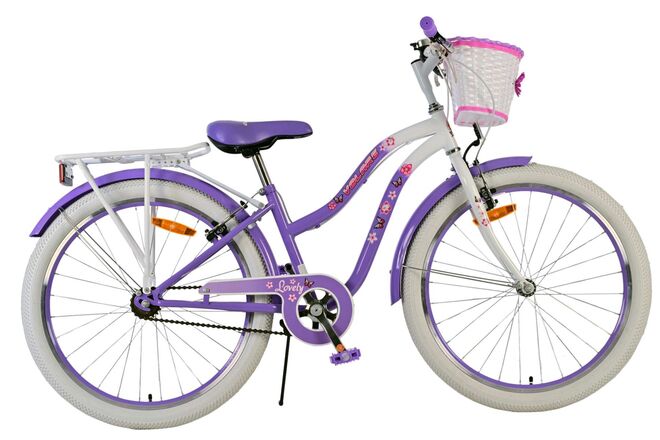 Volare | Meisjes Kinderfiets Lovely, 24 inch, Paars, Twee handremmen
