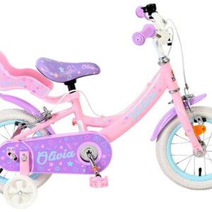 Volare | Meisjes Kinderfiets Olivia, 12 inch, Roze, Twee handremmen