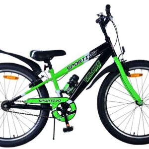 Volare | Jongens Kinderfiets Sportivo, 24 inch, Zwart Groen, Twee Handremmen