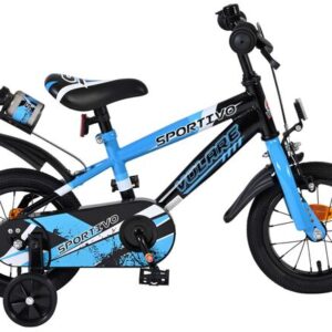 Volare | Jongens Kinderfiets Sportivo, 12 inch, Blauw Zwart
