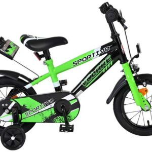 Volare | Jongens Kinderfiets Sportivo, 12 inch, Groen Zwart, 2025