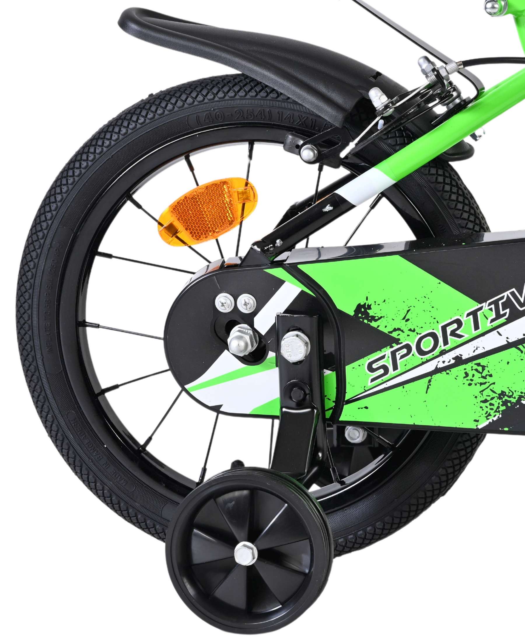 Volare | Jongens Kinderfiets Sportivo, 14 inch, Groen, Twee Handremmen - Afbeelding 2