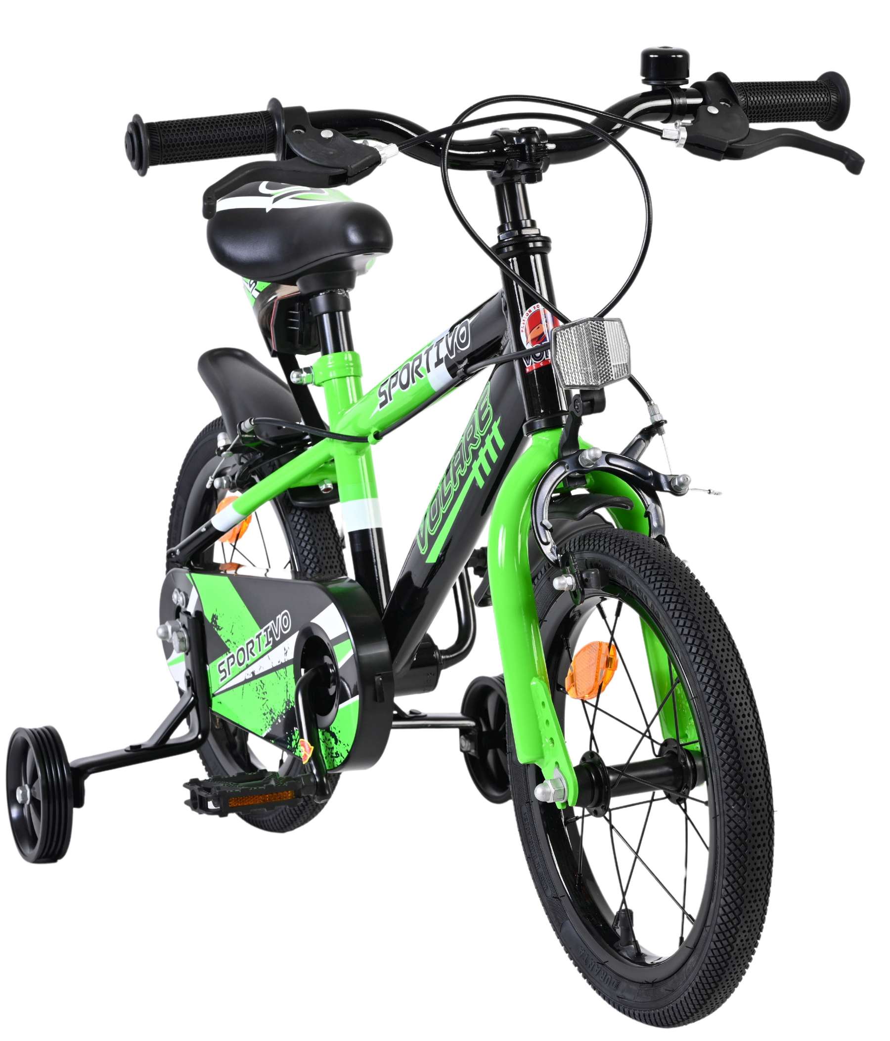 Volare | Jongens Kinderfiets Sportivo, 14 inch, Groen, Twee Handremmen - Afbeelding 5