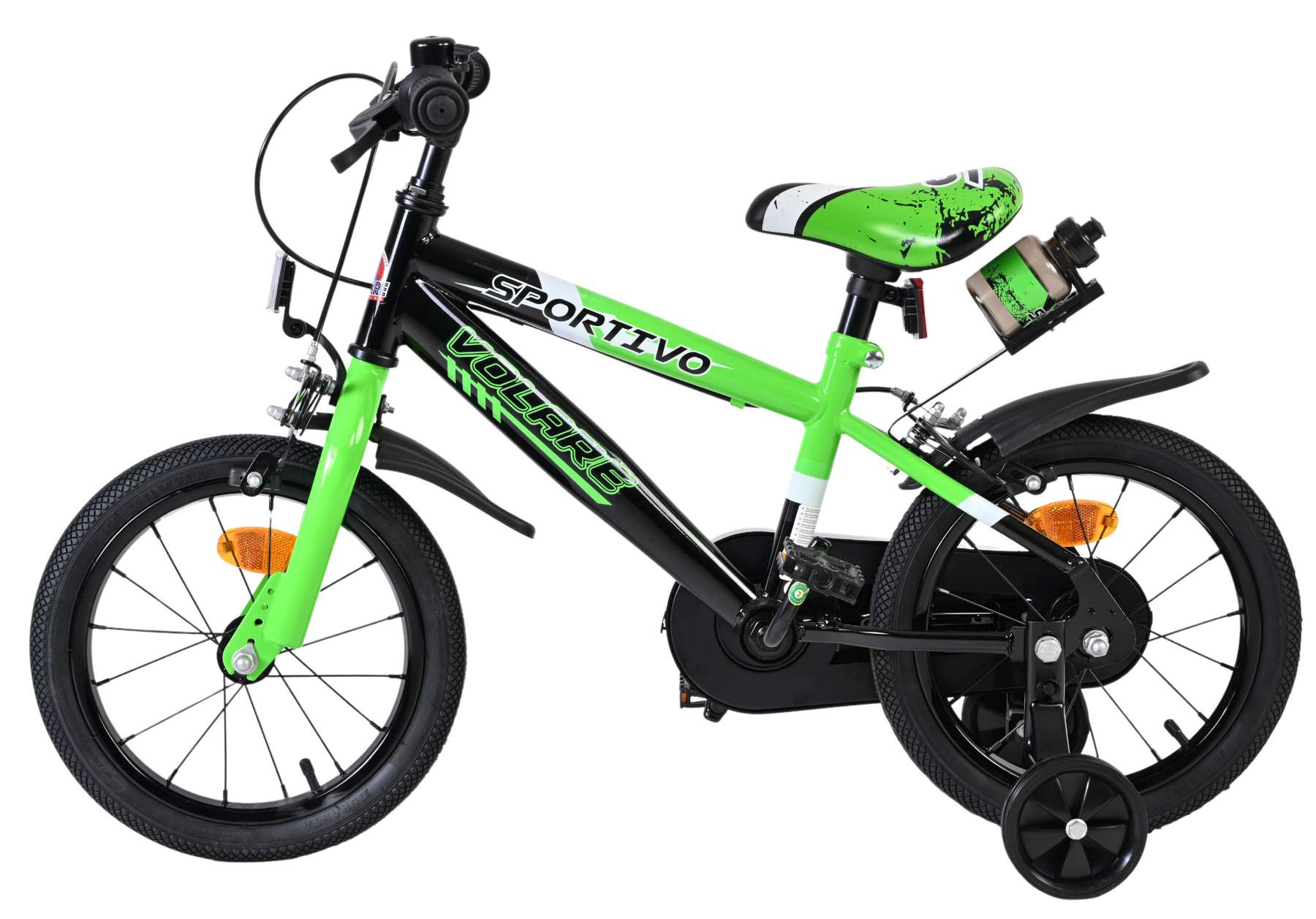Volare | Jongens Kinderfiets Sportivo, 14 inch, Groen, Twee Handremmen - Afbeelding 7
