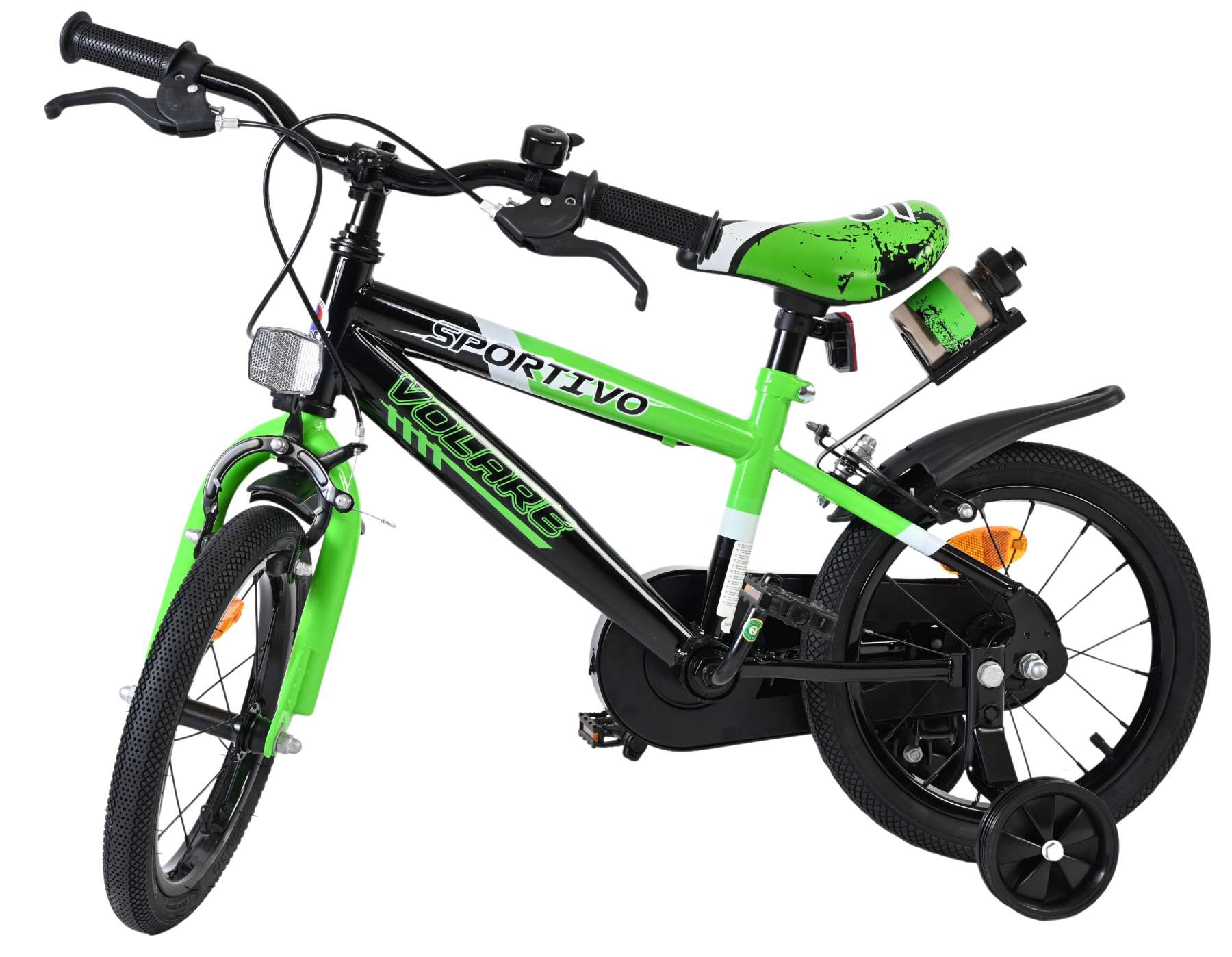 Volare | Jongens Kinderfiets Sportivo, 14 inch, Groen, Twee Handremmen - Afbeelding 8