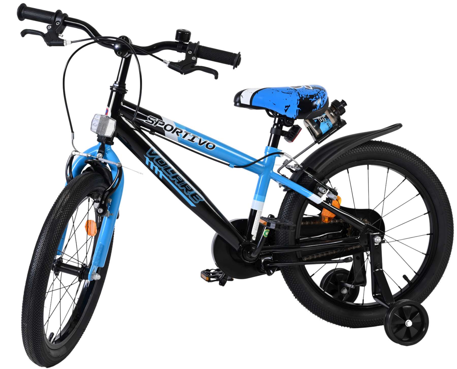 Volare | Jongens Kinderfiets Sportivo, 18 inch, Blauw Zwart, Twee Handremmen - Afbeelding 8