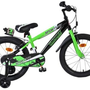 Volare | Jongens Kinderfiets Sportivo, 18 inch, Groen Zwart, Twee Handremmen