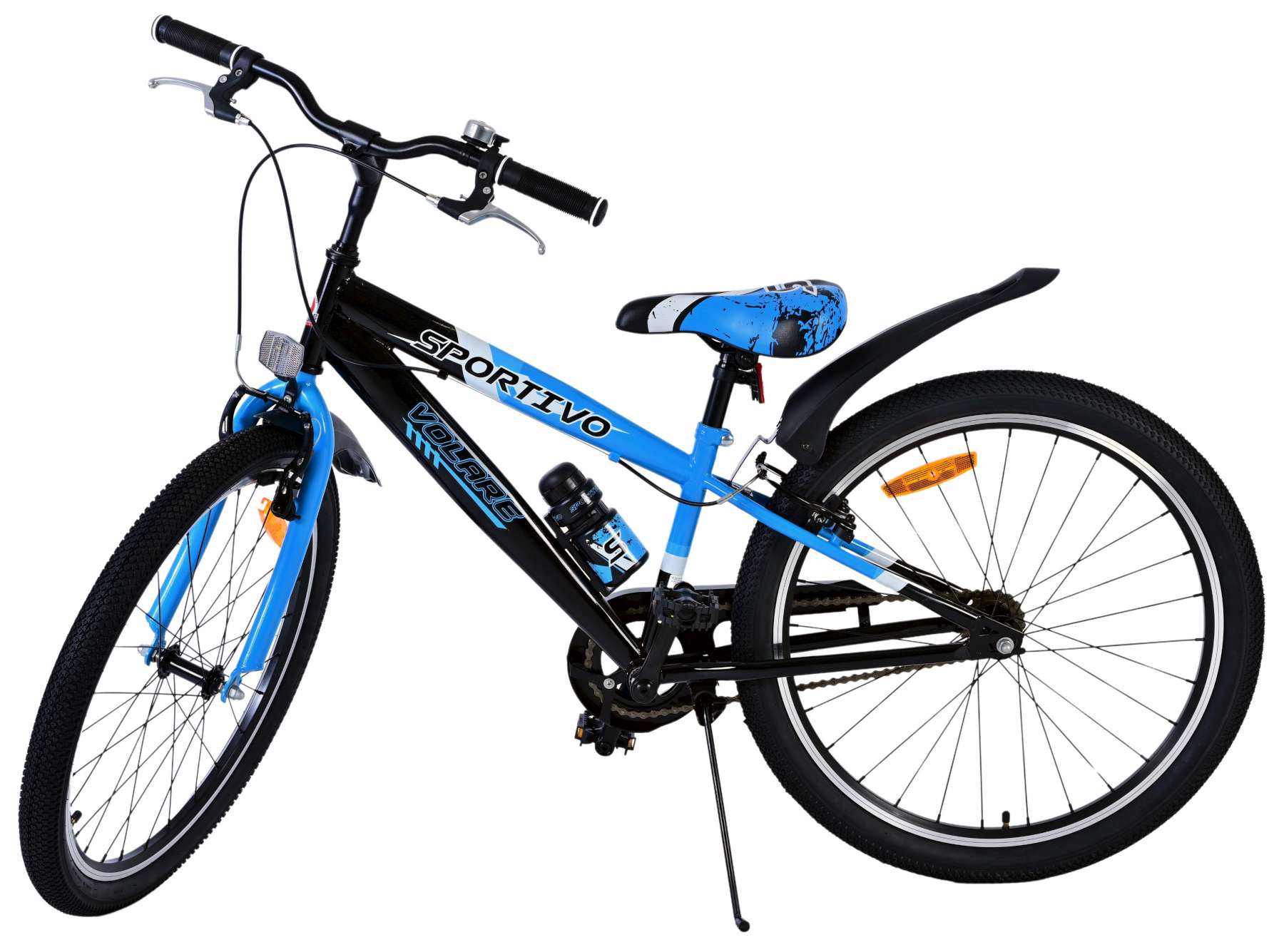 Volare | Jongens Kinderfiets Sportivo, 24 inch, Zwart Blauw, Twee Handremmen - Afbeelding 8