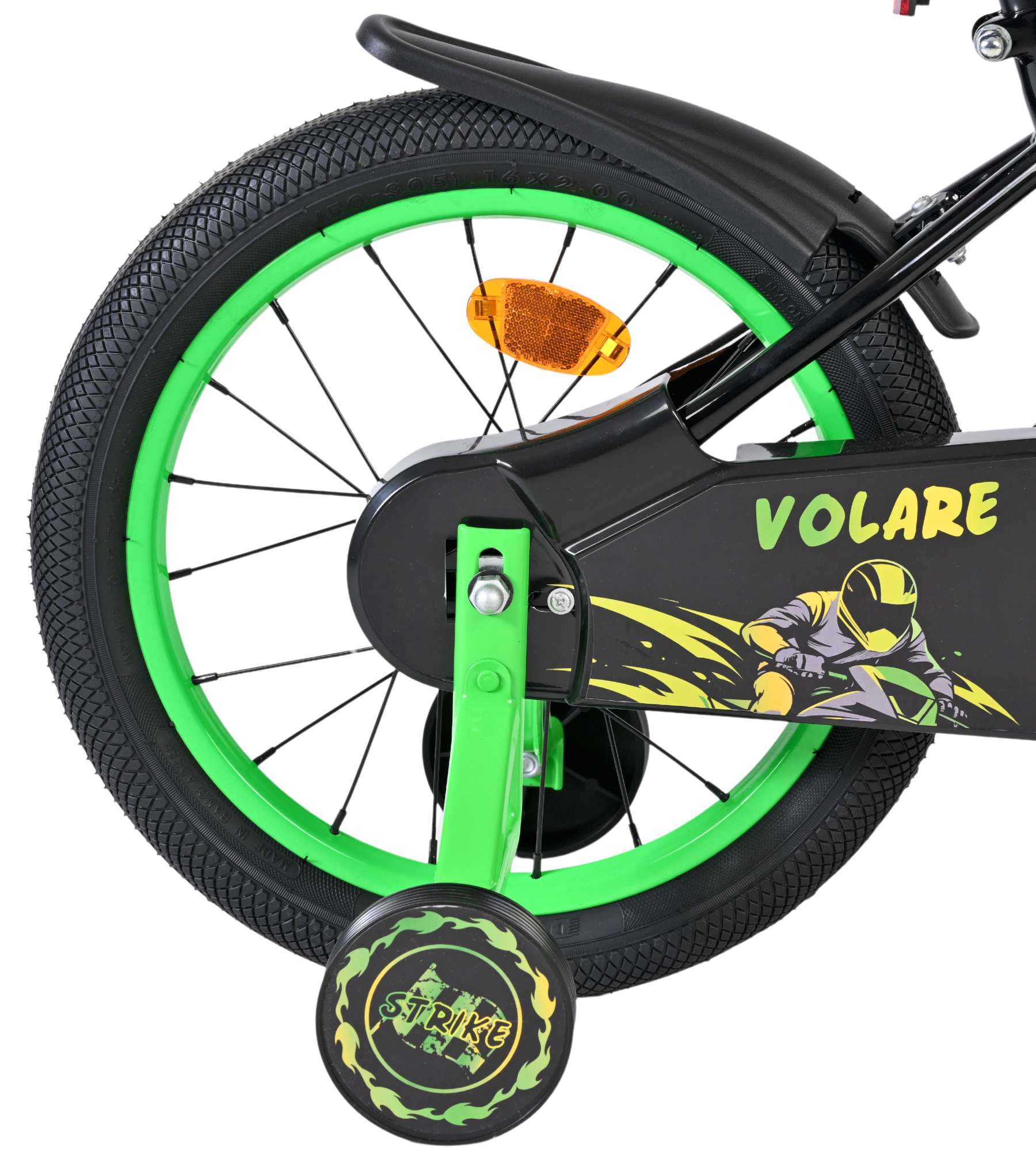 Volare | Jongens Kinderfiets Strike, 16 inch, Zwart Groen - Afbeelding 2