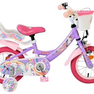 Volare | Meisjes Kinderfiets Unicorn, 12 inch, Paars
