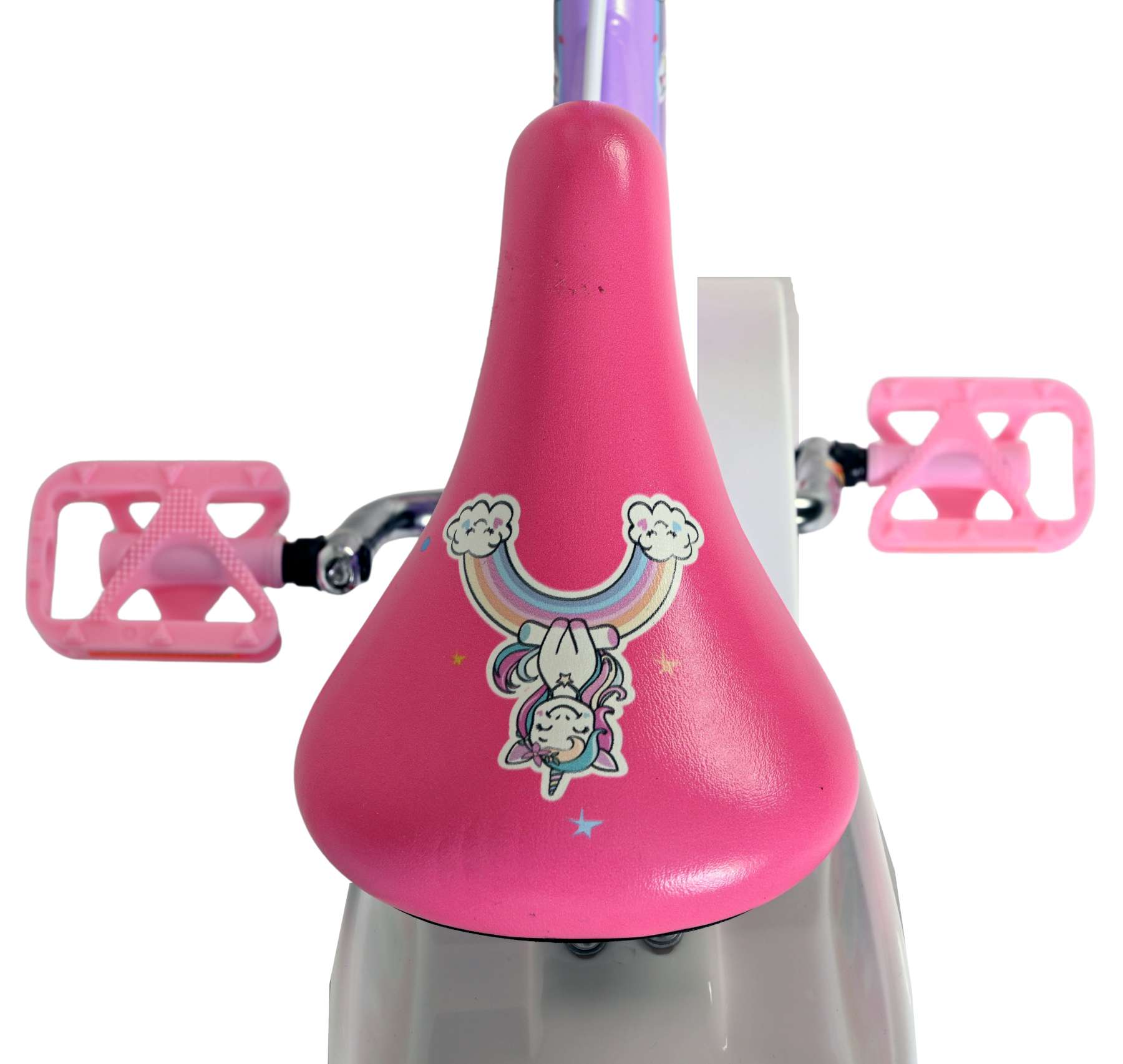 Volare | Meisjes Kinderfiets Unicorn, 12 inch, Paars, Twee handremmen - Afbeelding 4