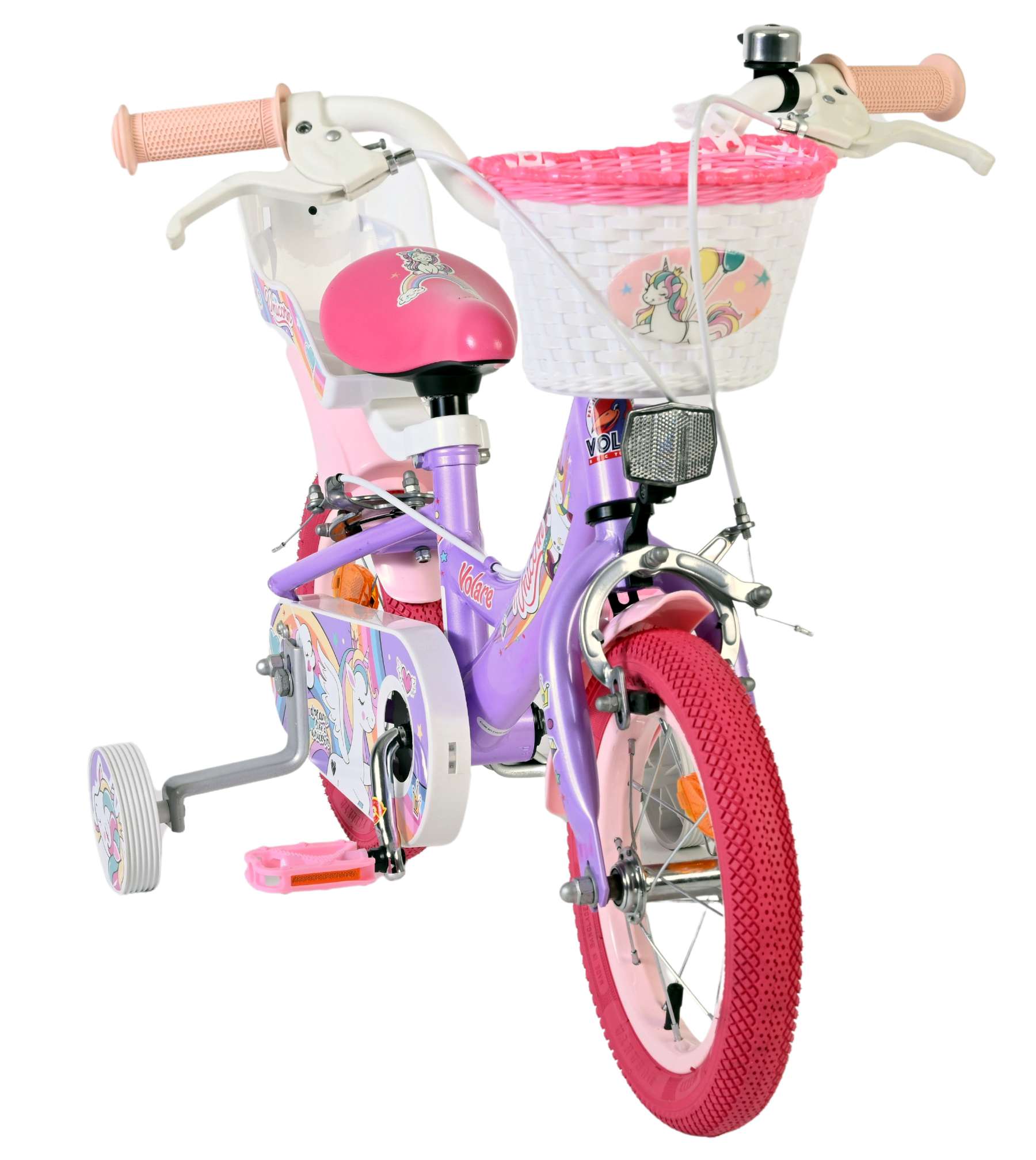 Volare | Meisjes Kinderfiets Unicorn, 12 inch, Paars, Twee handremmen - Afbeelding 5