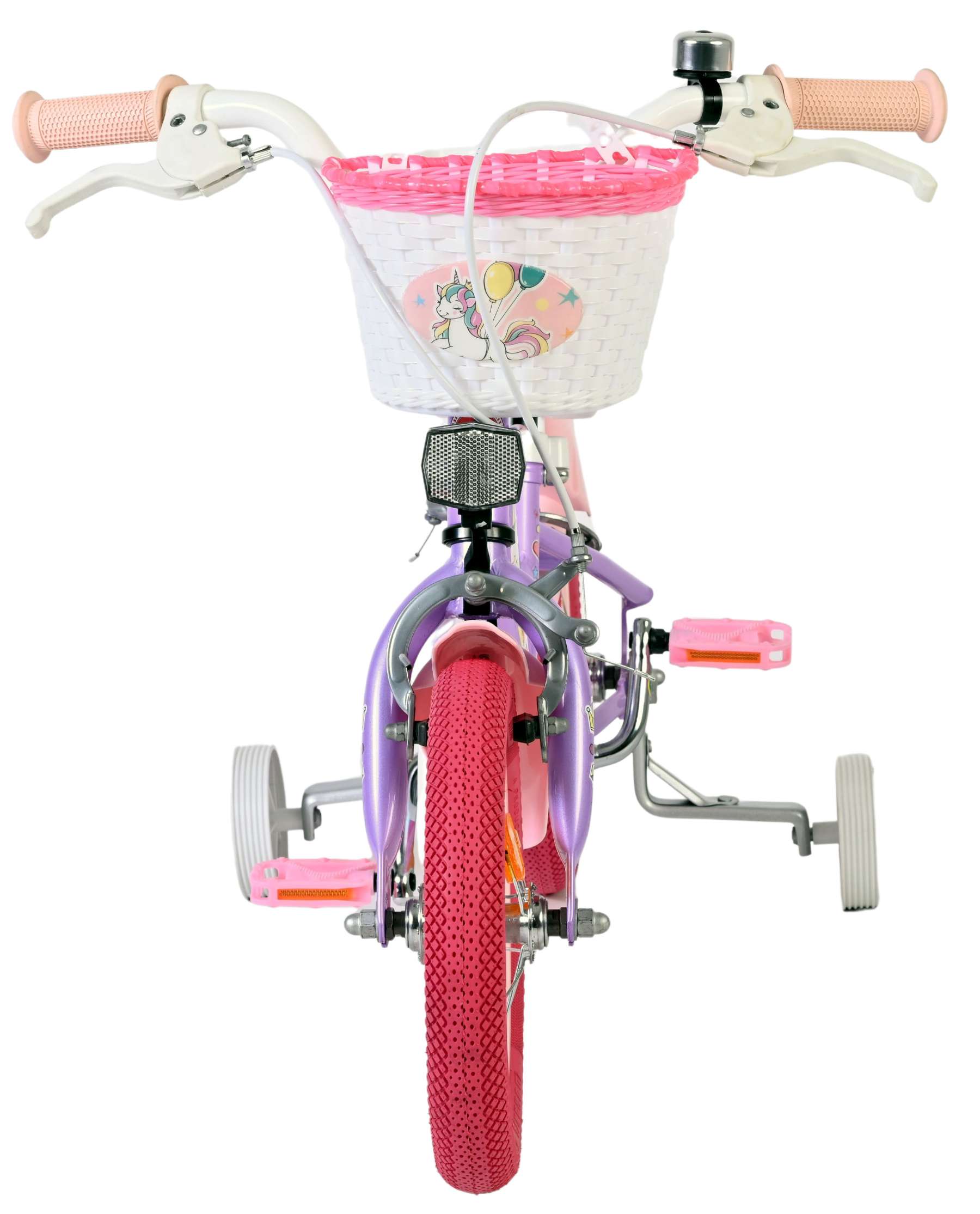 Volare | Meisjes Kinderfiets Unicorn, 12 inch, Paars, Twee handremmen - Afbeelding 6