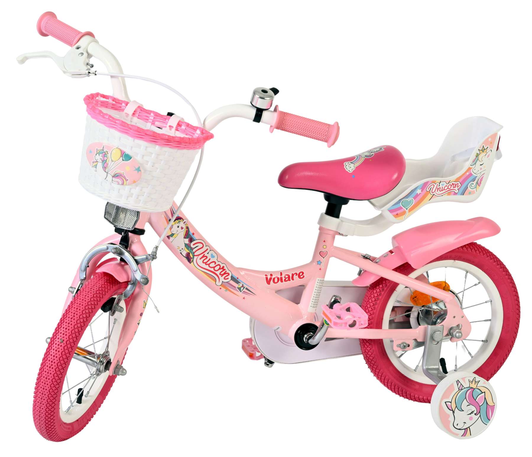 Volare | Meisjes Kinderfiets Unicorn, 12 inch, Roze - Afbeelding 8
