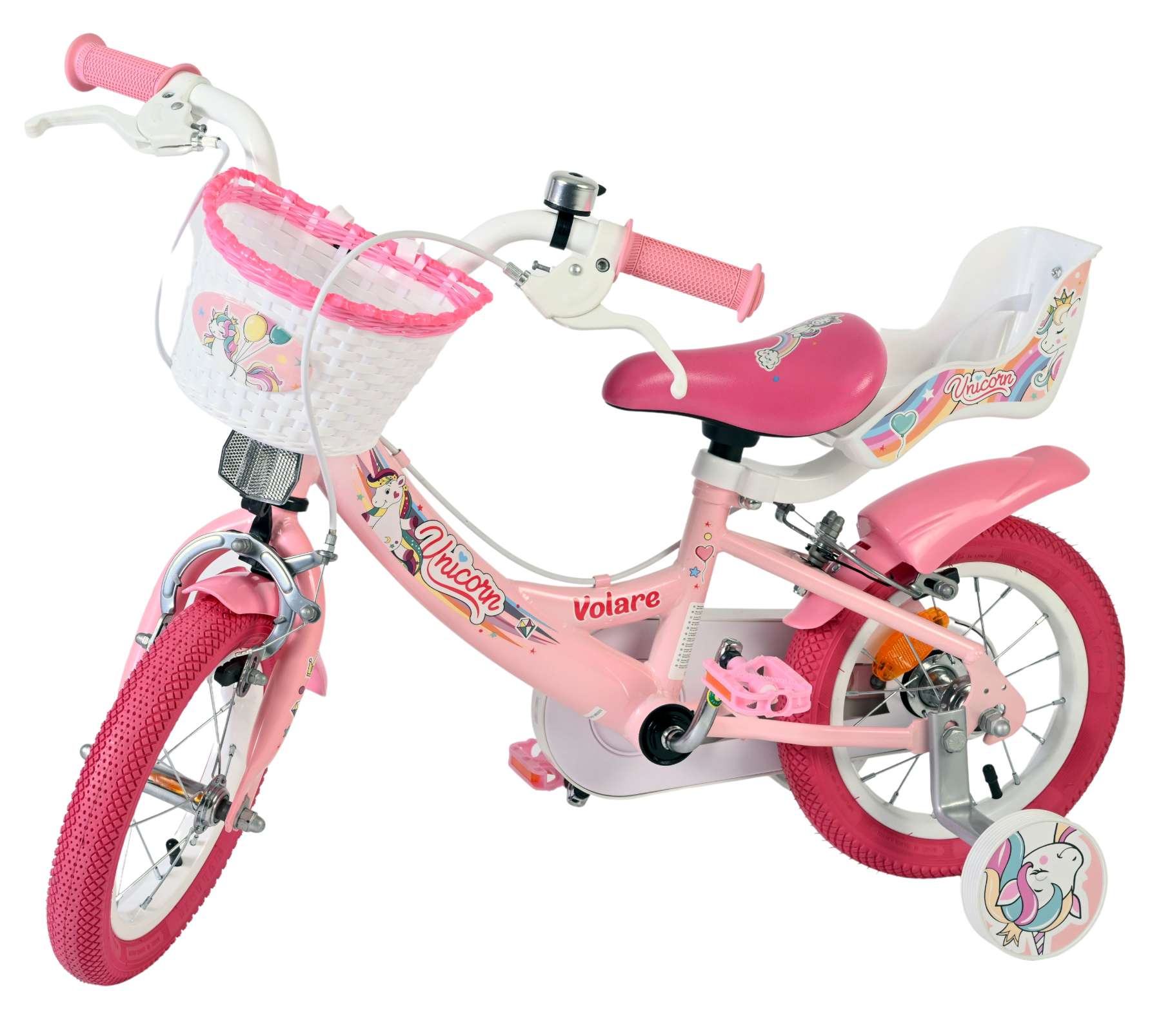 Volare | Meisjes Kinderfiets Unicorn, 12 inch, Roze, Twee handremmen - Afbeelding 8