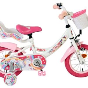 Volare | Meisjes Kinderfiets Unicorn, 12 inch, Wit