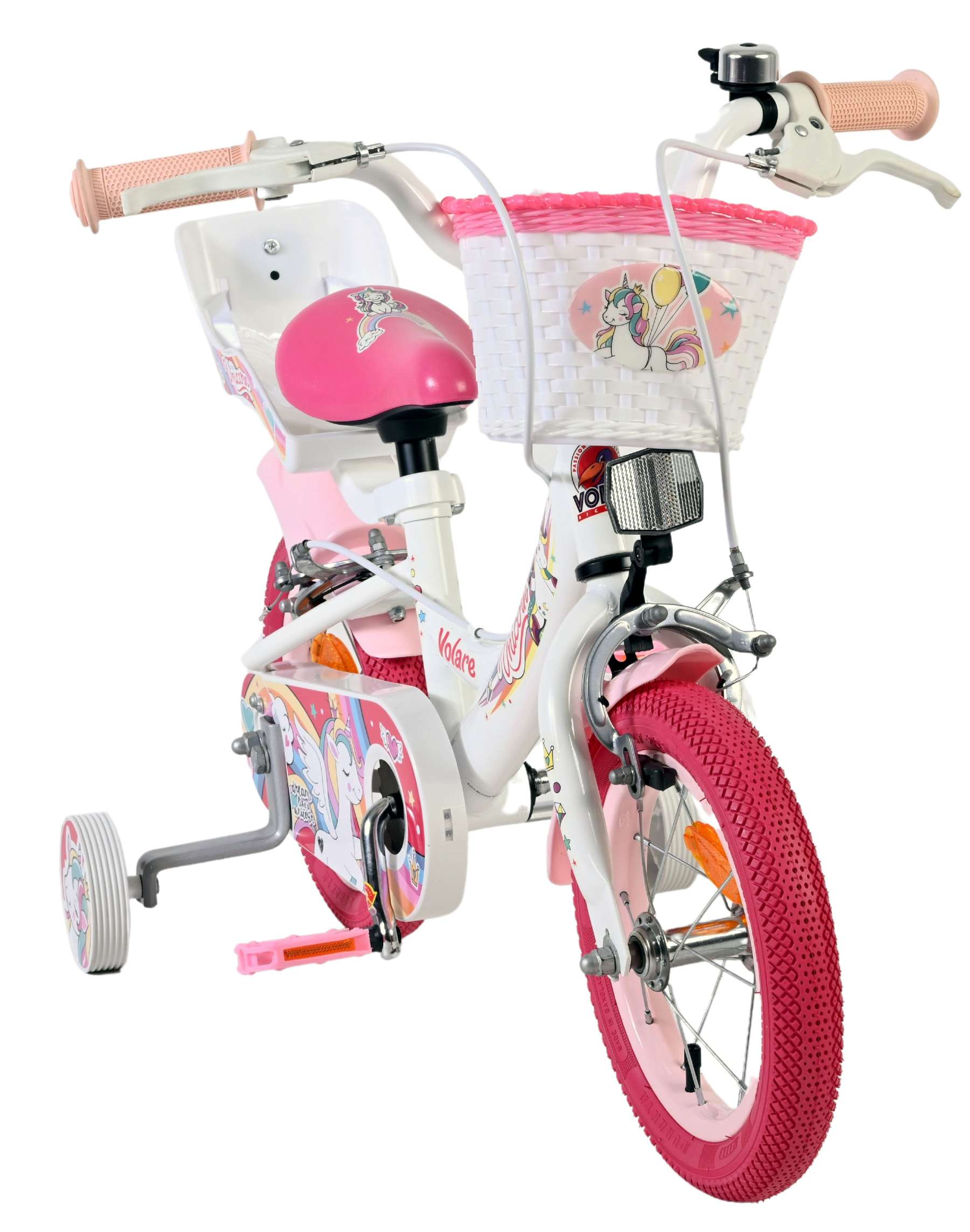 Volare | Meisjes Kinderfiets Unicorn, 12 inch, Wit, Twee handremmen - Afbeelding 5