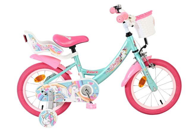 Volare | Meisjes Kinderfiets Unicorn, 14 inch, Groen