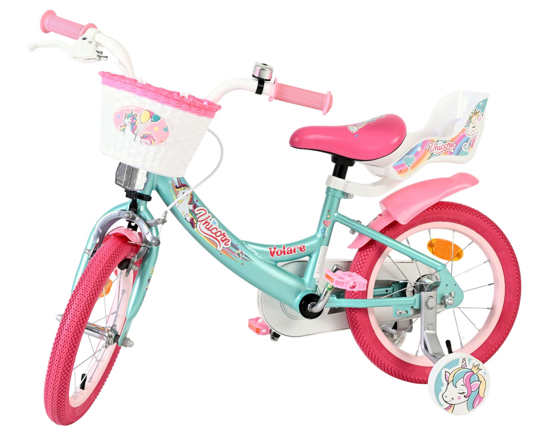 Volare | Meisjes Kinderfiets Unicorn, 14 inch, Groen - Afbeelding 8