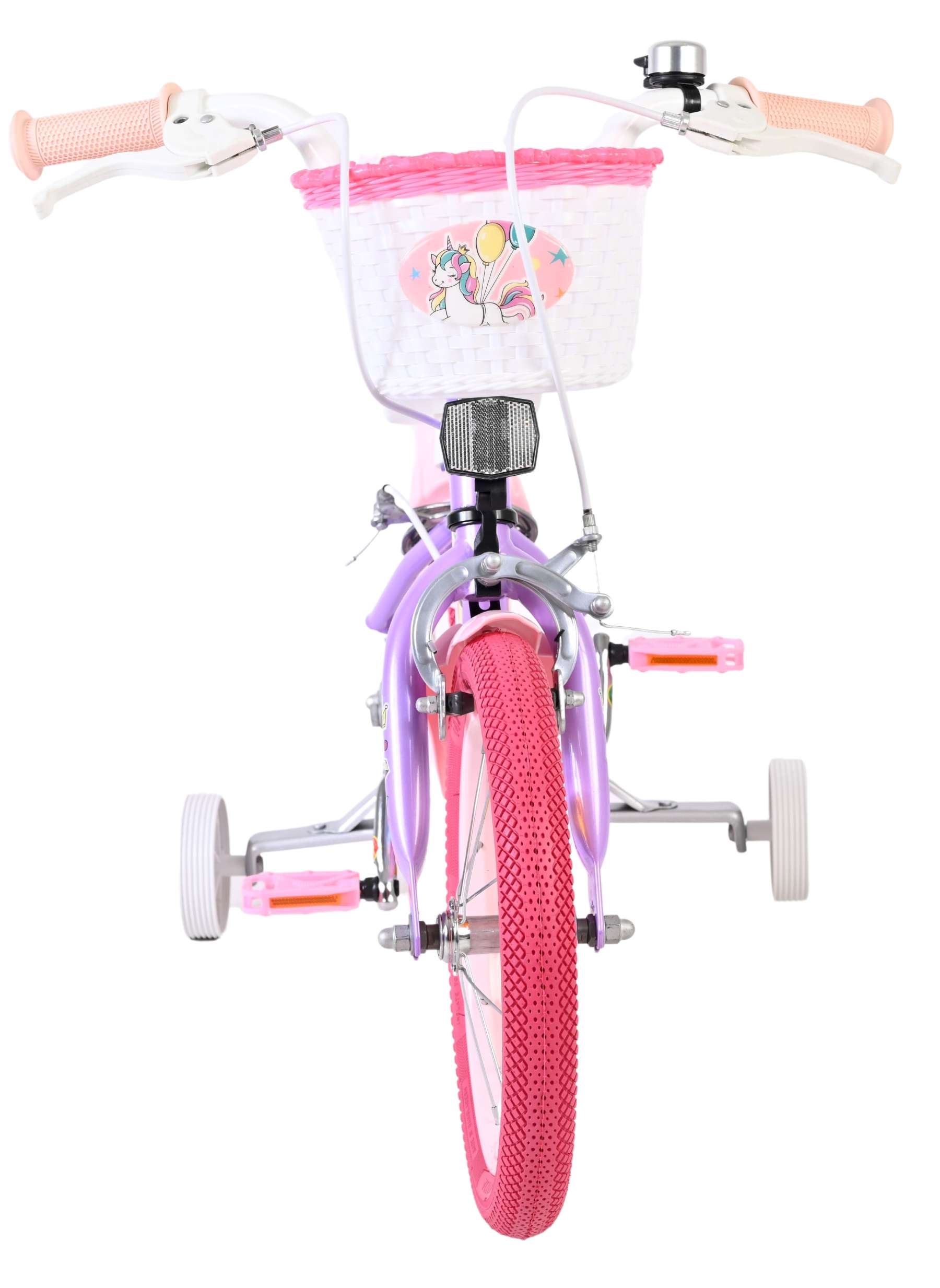 Volare | Meisjes Kinderfiets Unicorn, 14 inch, Paars, Twee Handremmen - Afbeelding 5
