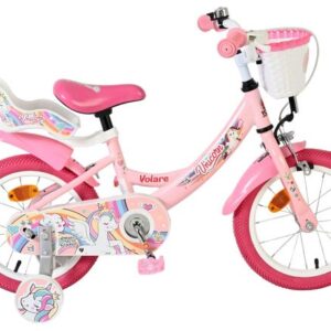 Volare | Meisjes Kinderfiets Unicorn, 14 inch, Roze
