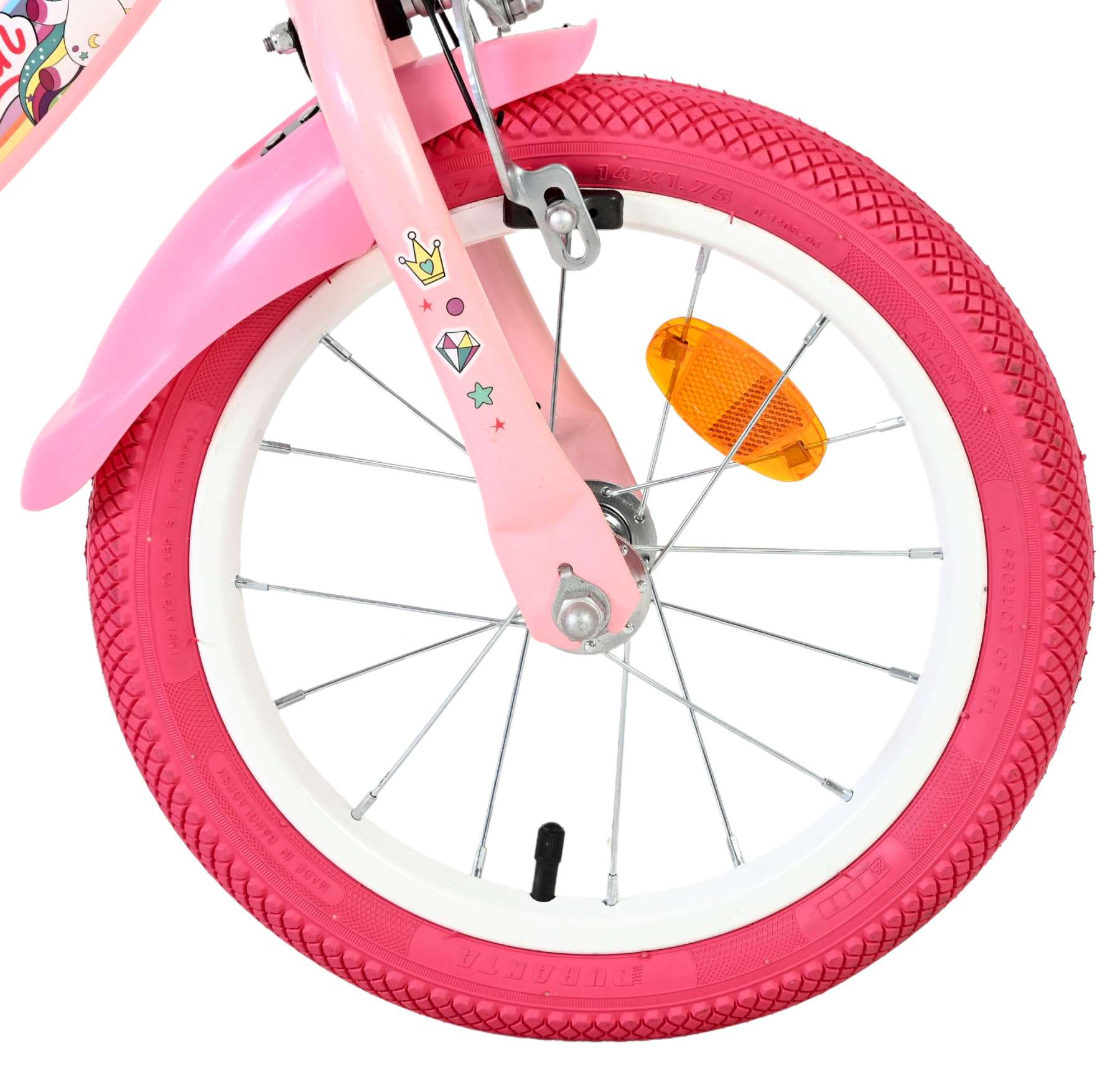 Volare | Meisjes Kinderfiets Unicorn, 14 inch, Roze, Twee Handremmen - Afbeelding 3