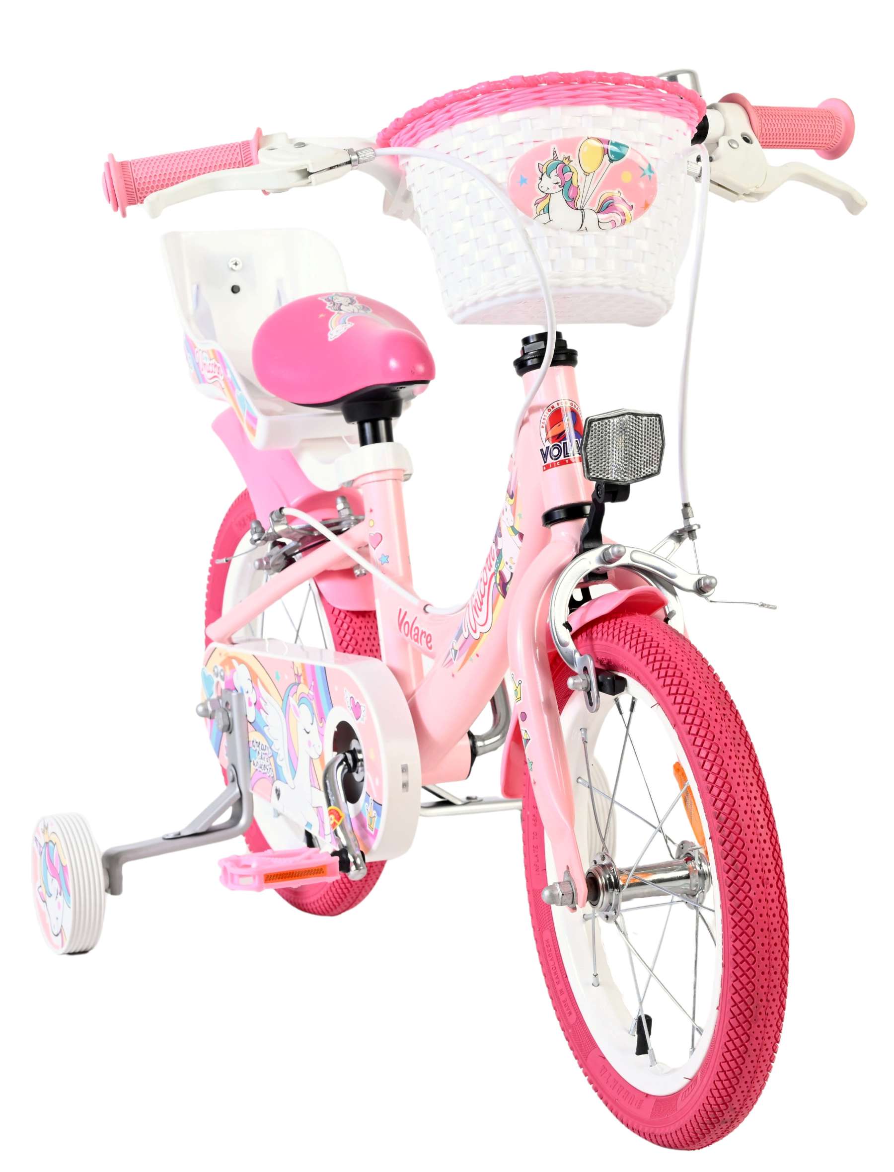 Volare | Meisjes Kinderfiets Unicorn, 14 inch, Roze, Twee Handremmen - Afbeelding 5