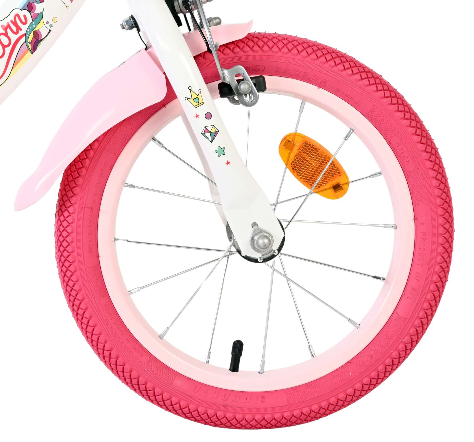 Volare | Meisjes Kinderfiets Unicorn, 14 inch, Wit, Twee Handremmen - Afbeelding 3