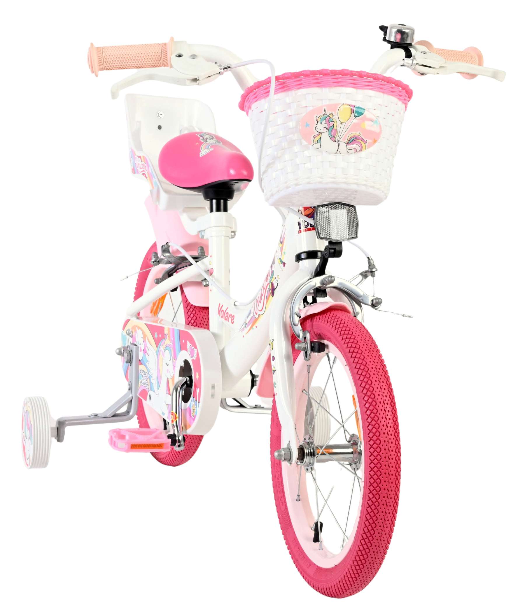 Volare | Meisjes Kinderfiets Unicorn, 14 inch, Wit, Twee Handremmen - Afbeelding 5