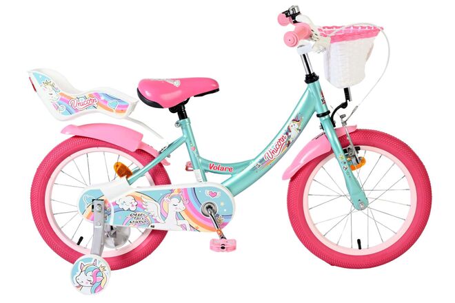 Volare | Meisjes Kinderfiets Unicorn, 16 inch, Groen