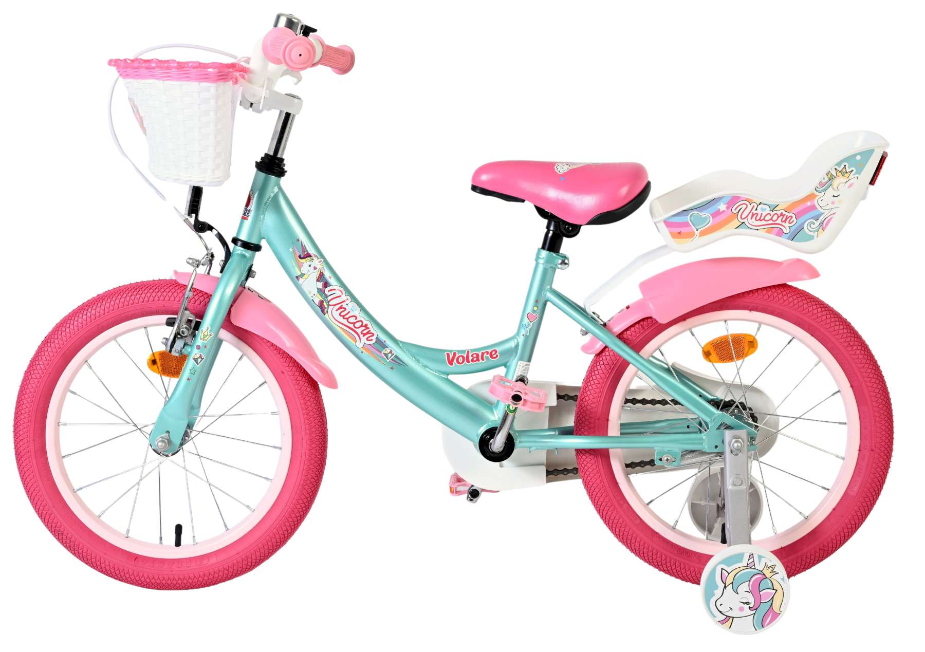 Volare | Meisjes Kinderfiets Unicorn, 16 inch, Groen - Afbeelding 7